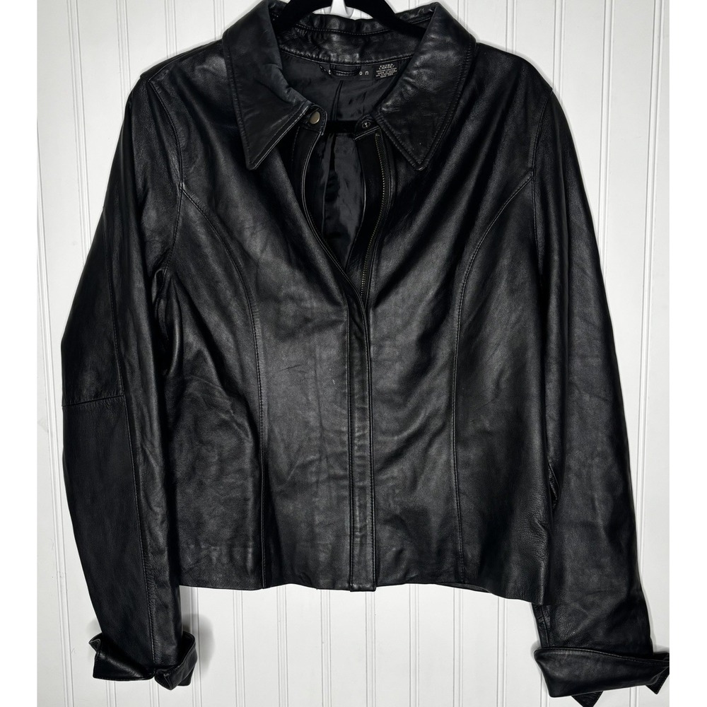 Vtg Y2K Attention Leather Jacket Black XL Zip Front Gothic Grunge Witchy Classic